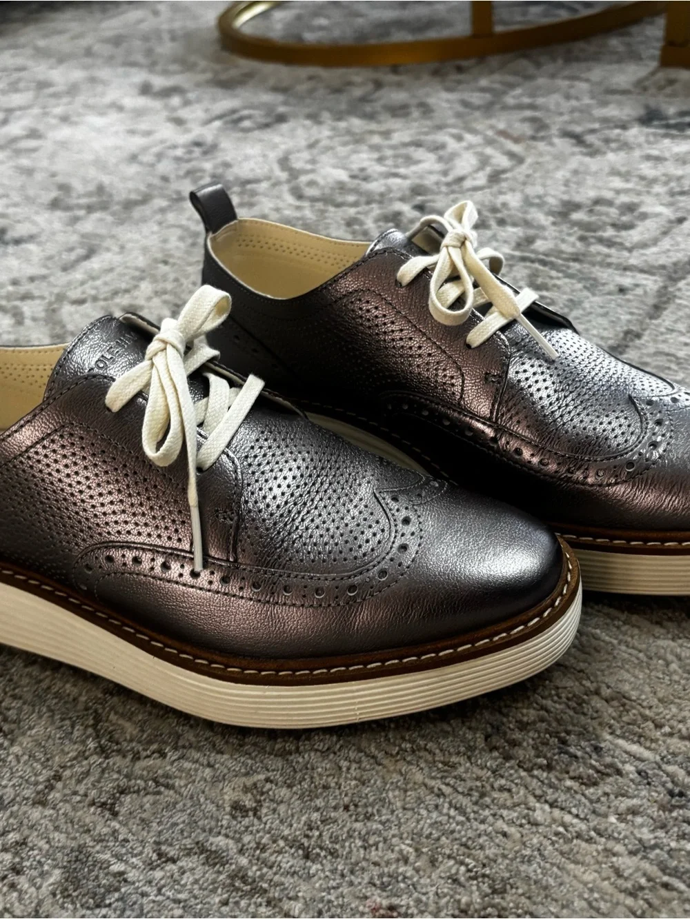 Cole Haan Men’s Dark Brown Perforated Wingtip Lace-Up Shoes